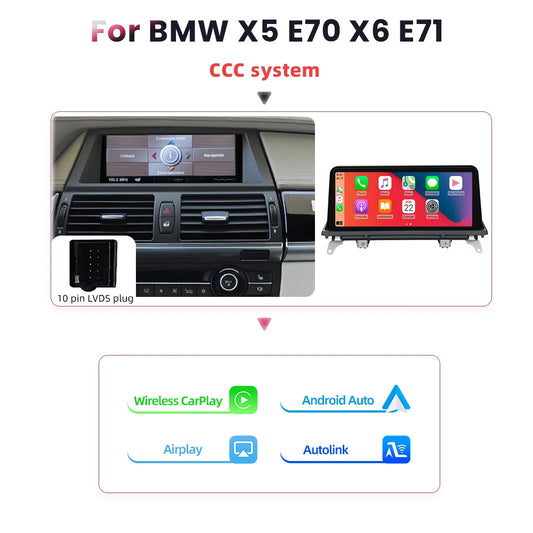BONROAD Wireless CarPlay Android Auto Car Stereo BMW X5 X6