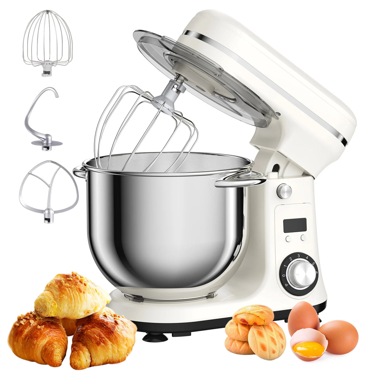 BioloMix Quiet Motor Tilt Head Stand Mixer Six Speed Control