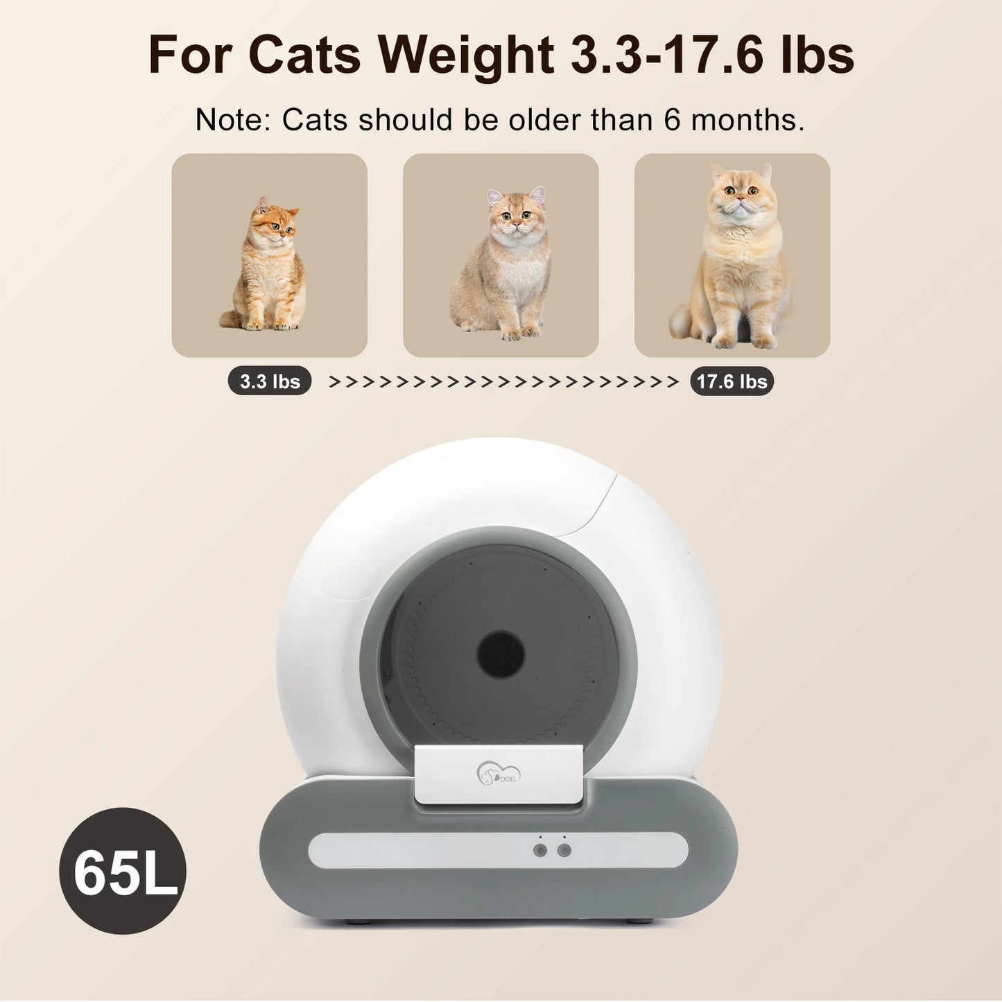 DOEL Self-Cleaning Cat Litter Box With App Control 2.4G WiFi
