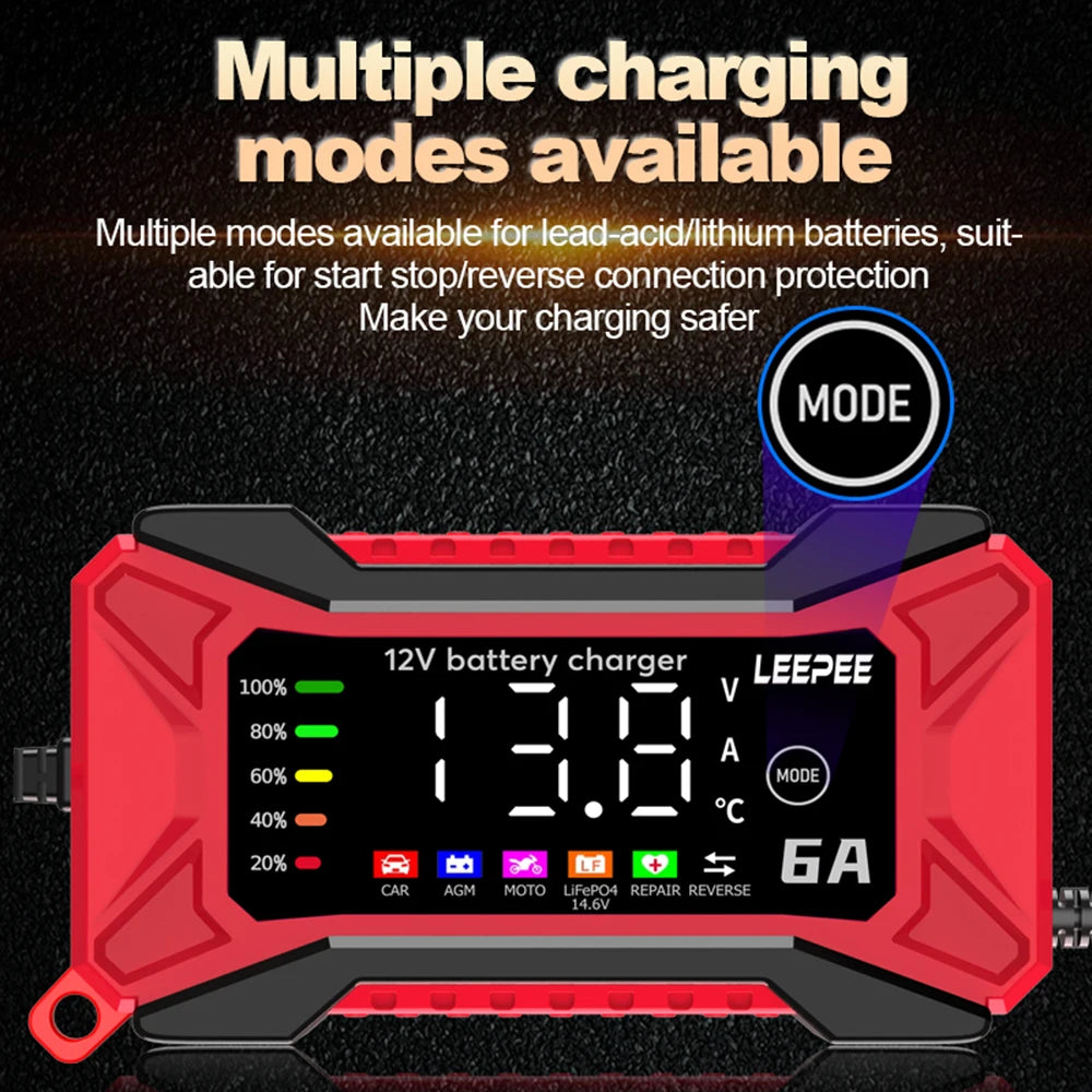 Automatic Smart Car Battery Charger Digital Lcd Pulse Repair Device