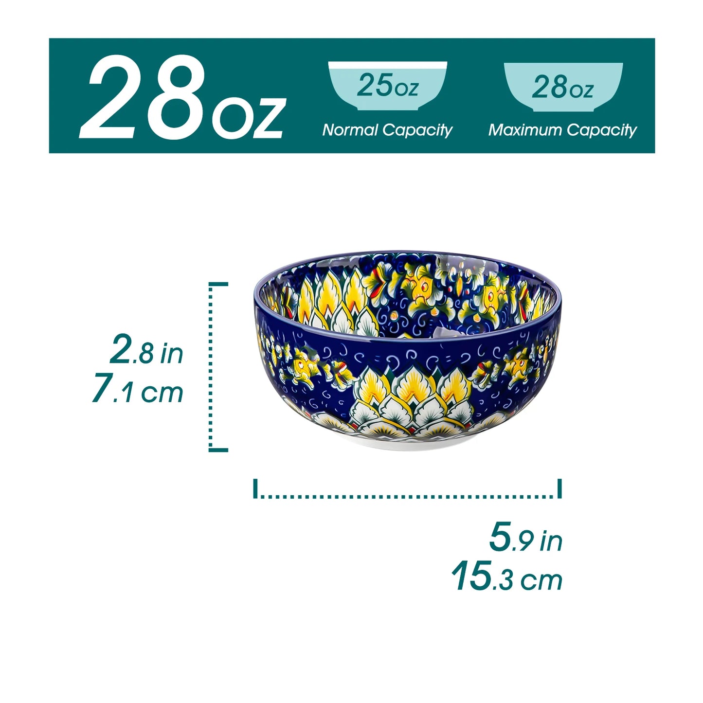 Malacasa 6 Or 12 Piece Bohemian Ceramic Soup Bowl Set