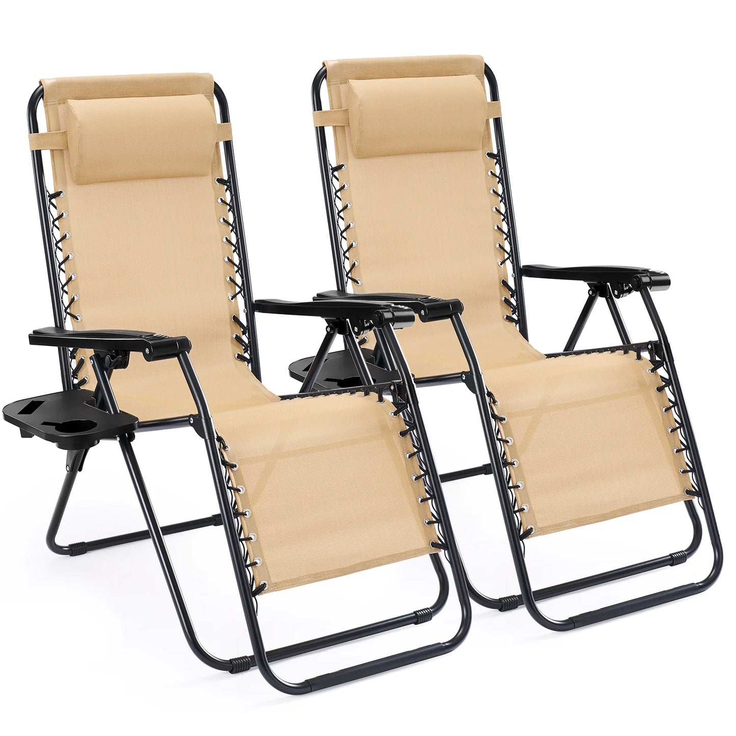JHK Portable Zero Gravity Recliner Chairs Outdoor With Cup Holders