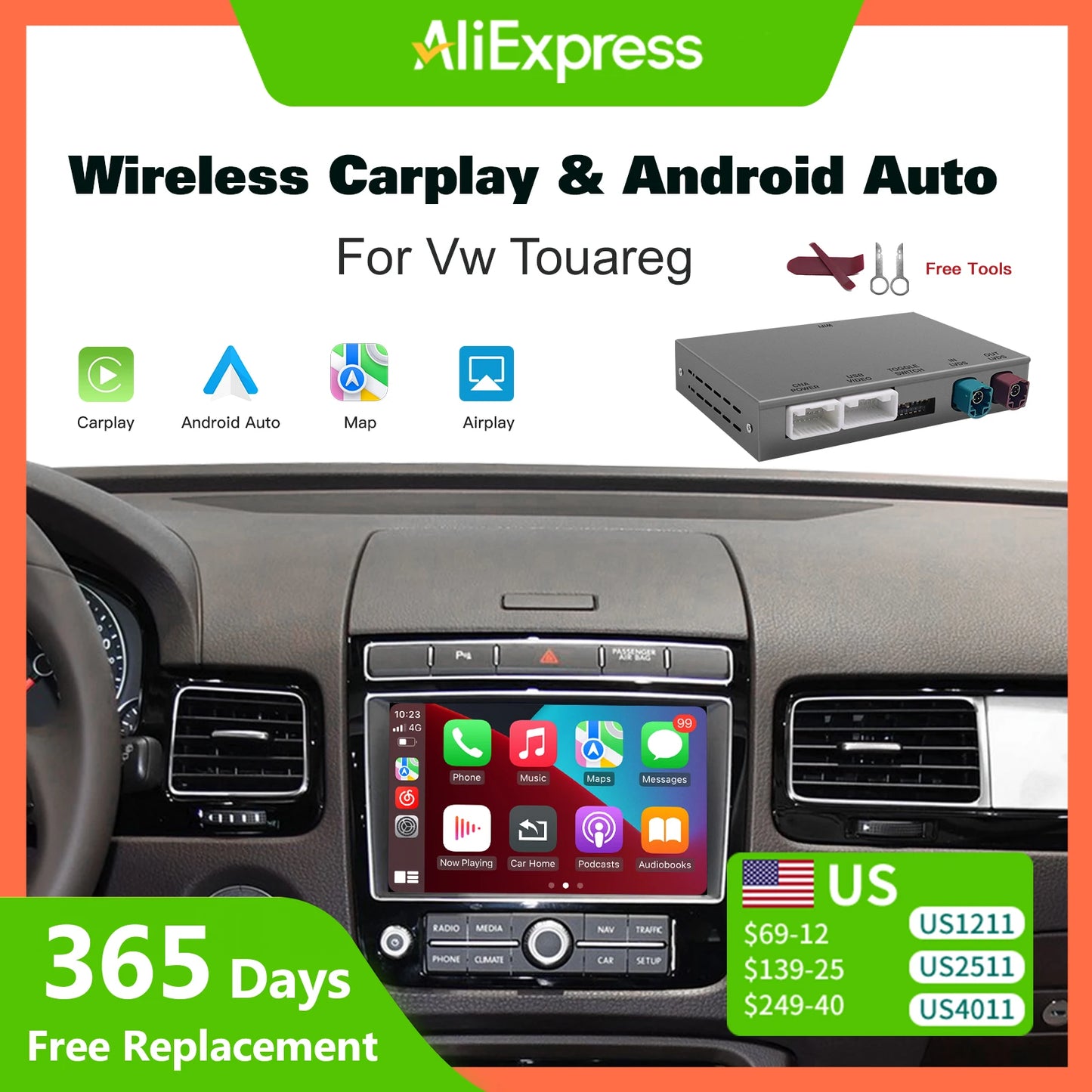 AutoABC Wireless CarPlay Android Auto For VW Touareg RNS850