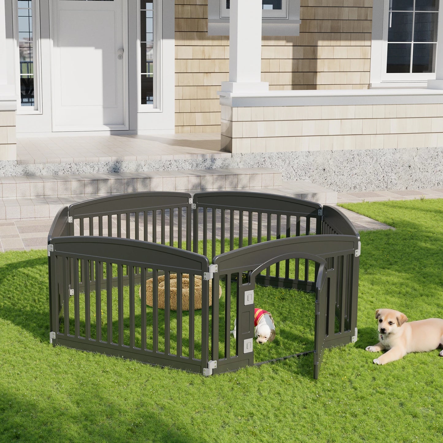 JHK Plastic Dog Playpen Expandable Pet Fence For Medium Dogs