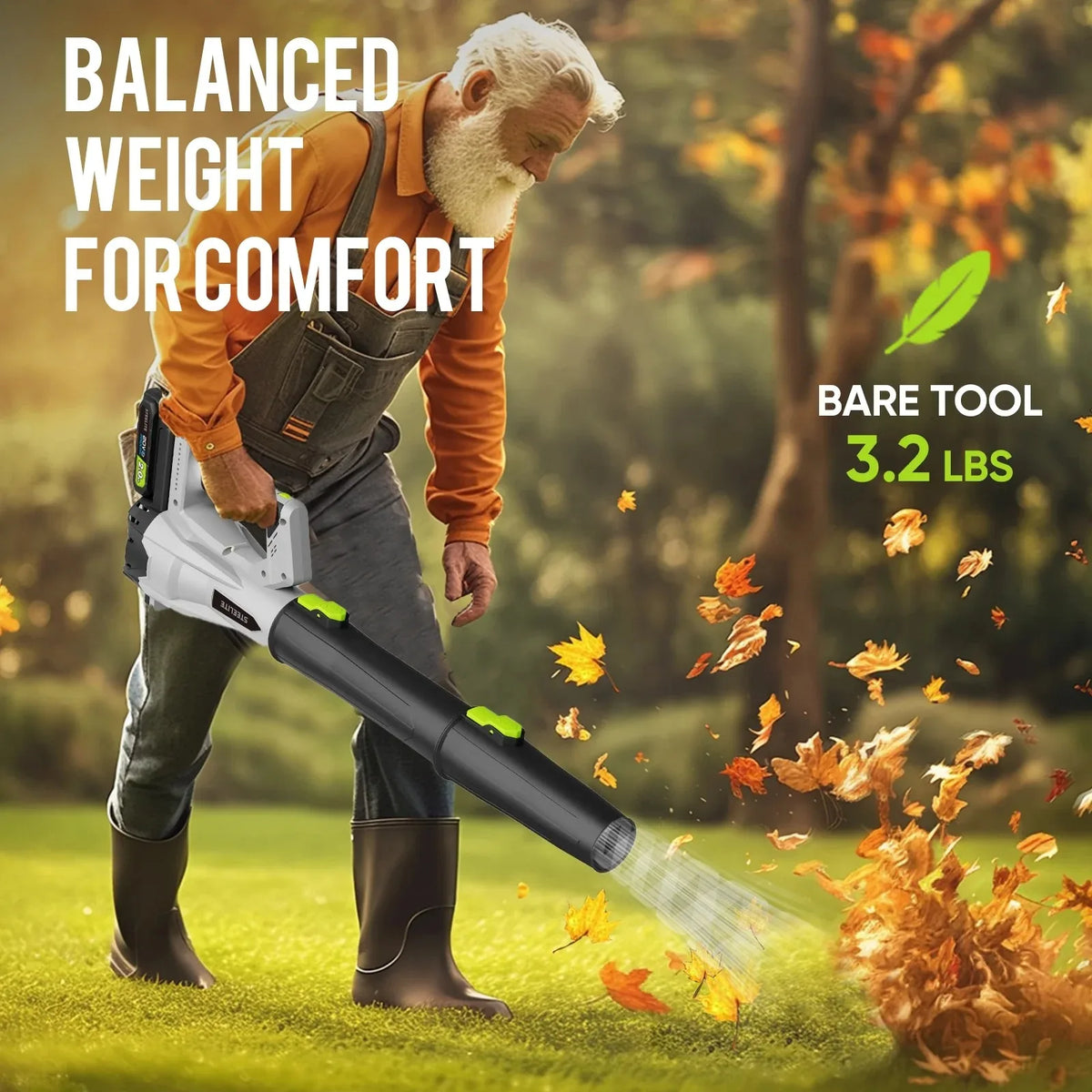 Deli 21V Cordless Leaf Blower With Two Batteries And Charger