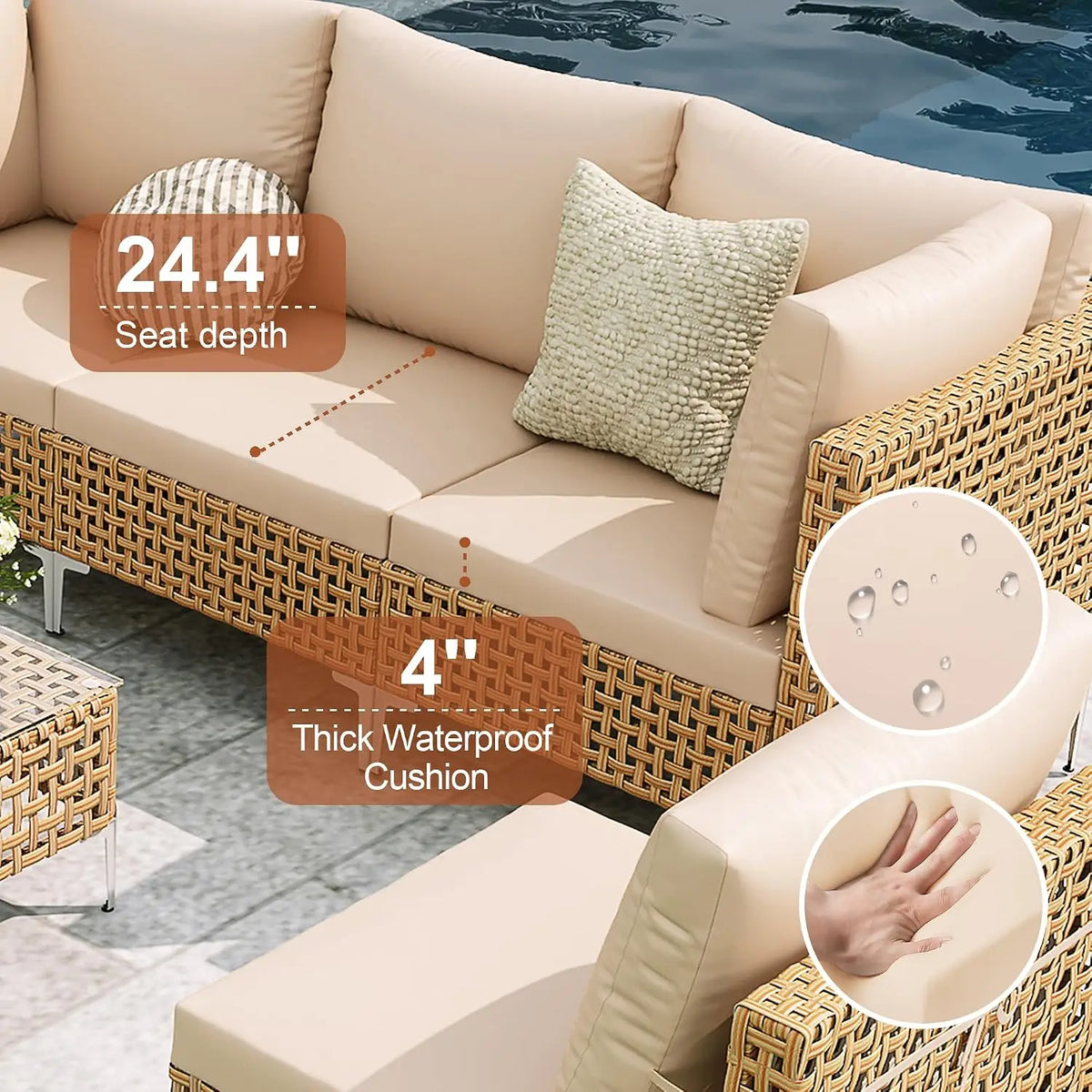 Elegant Wicker Outdoor Patio Furniture Set With Durable Backrests