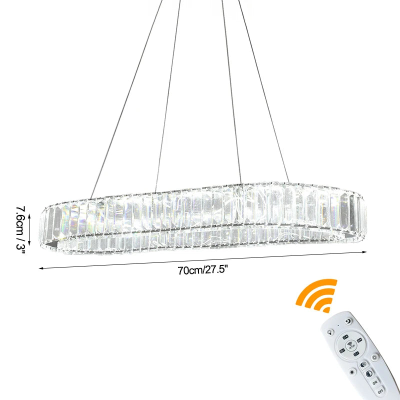 GreeLustr Modern Crystal LED Chandelier With Dimmable Remote