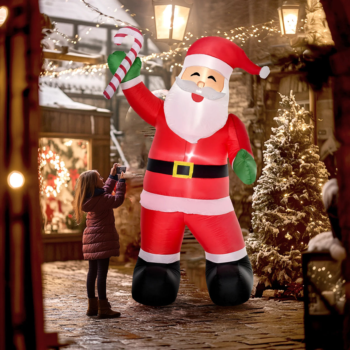 HOMCOM Light Up Inflatable Santa Claus With Candy Decor