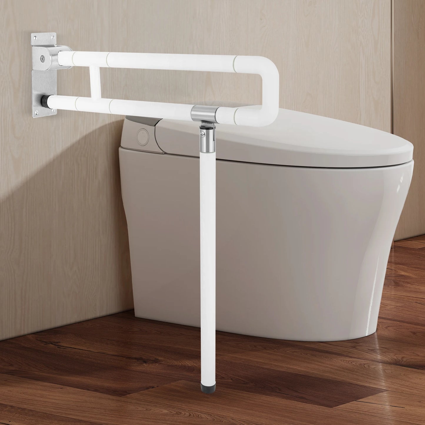 Foldable Toilet Grab Bar With Non Slip Rail For Safety