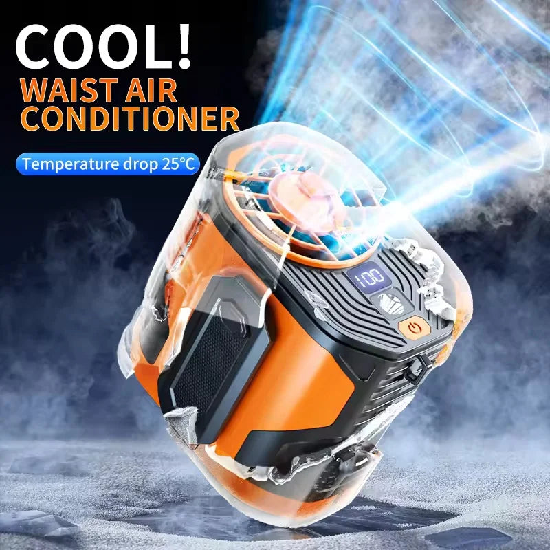 Portable Waist Fan With Power Bank LED Light For Outdoors