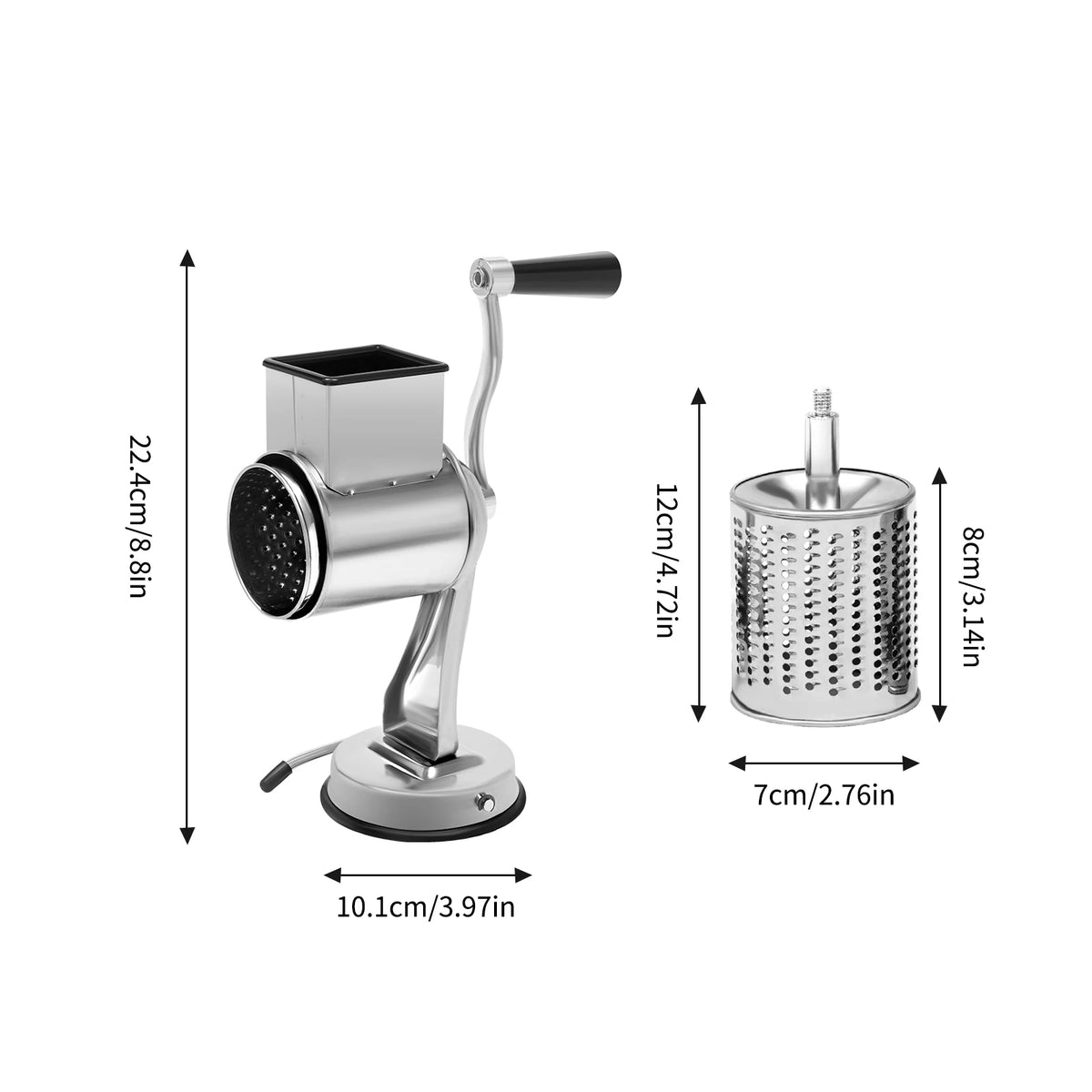 Stainless Steel Manual Rotary Grater With Five Sharp Blades