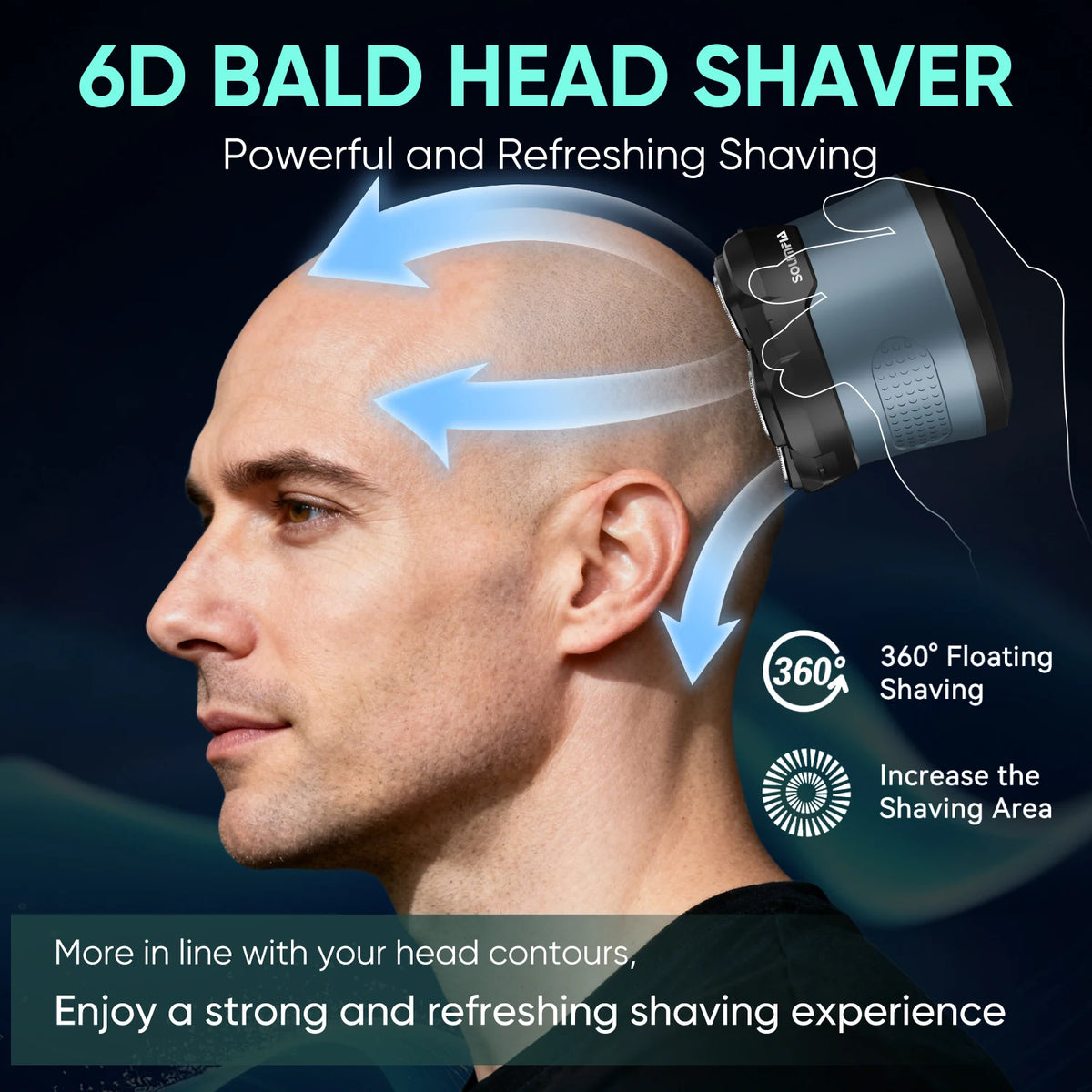 Rechargeable Smart Electric Shaver With Six Magnetic Blades