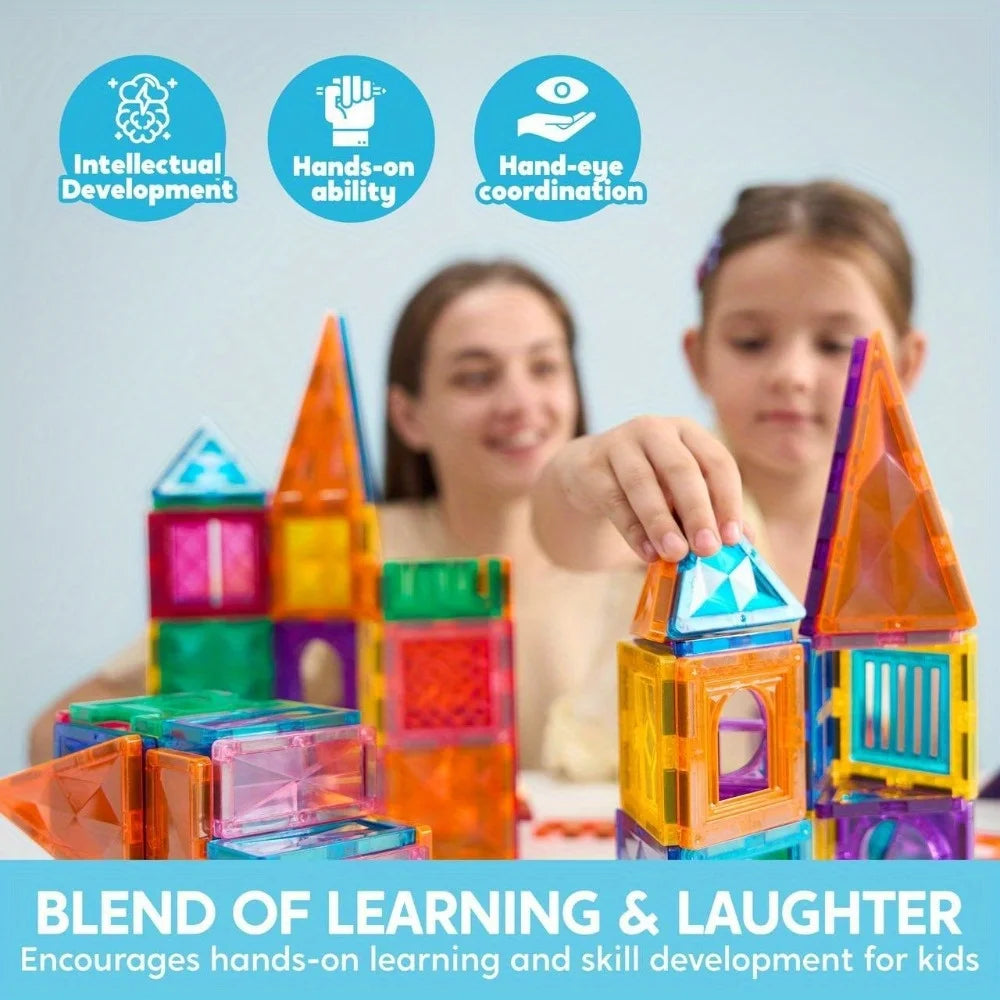 Joyfy 3D Magnetic Building Tiles Set With Vehicle Blocks