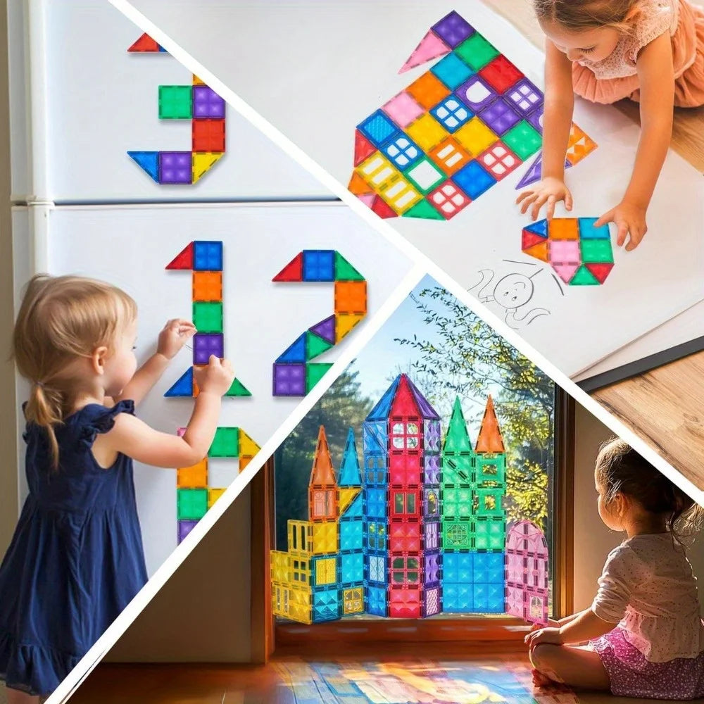 Joyfy 3D Magnetic Building Tiles Set With Vehicle Blocks