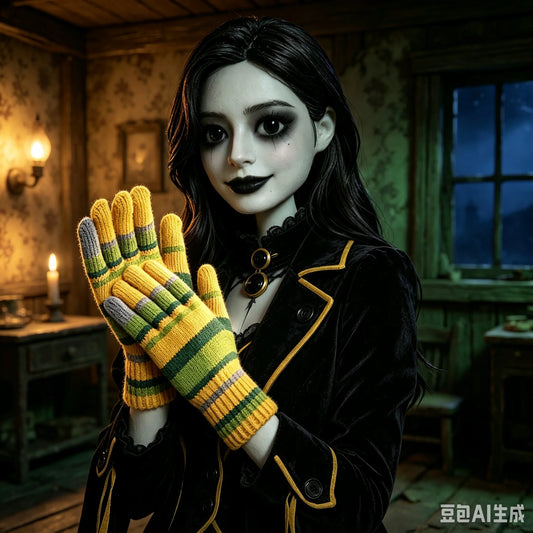 Coraline Knit Fingerless Gloves For Halloween Cosplay Costumes