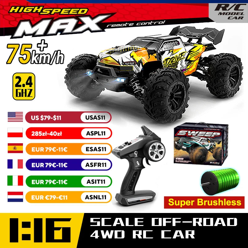 WLtoys 16101 Pro 1:16 Enhanced 4WD RC Car With LED