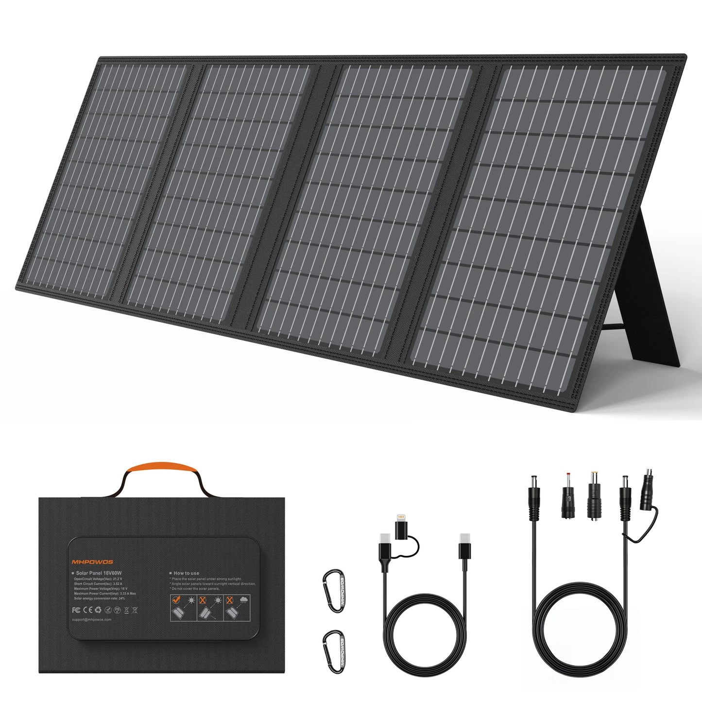 MHPOWOS Solar Battery Charger Foldable Panel USB C DC Output