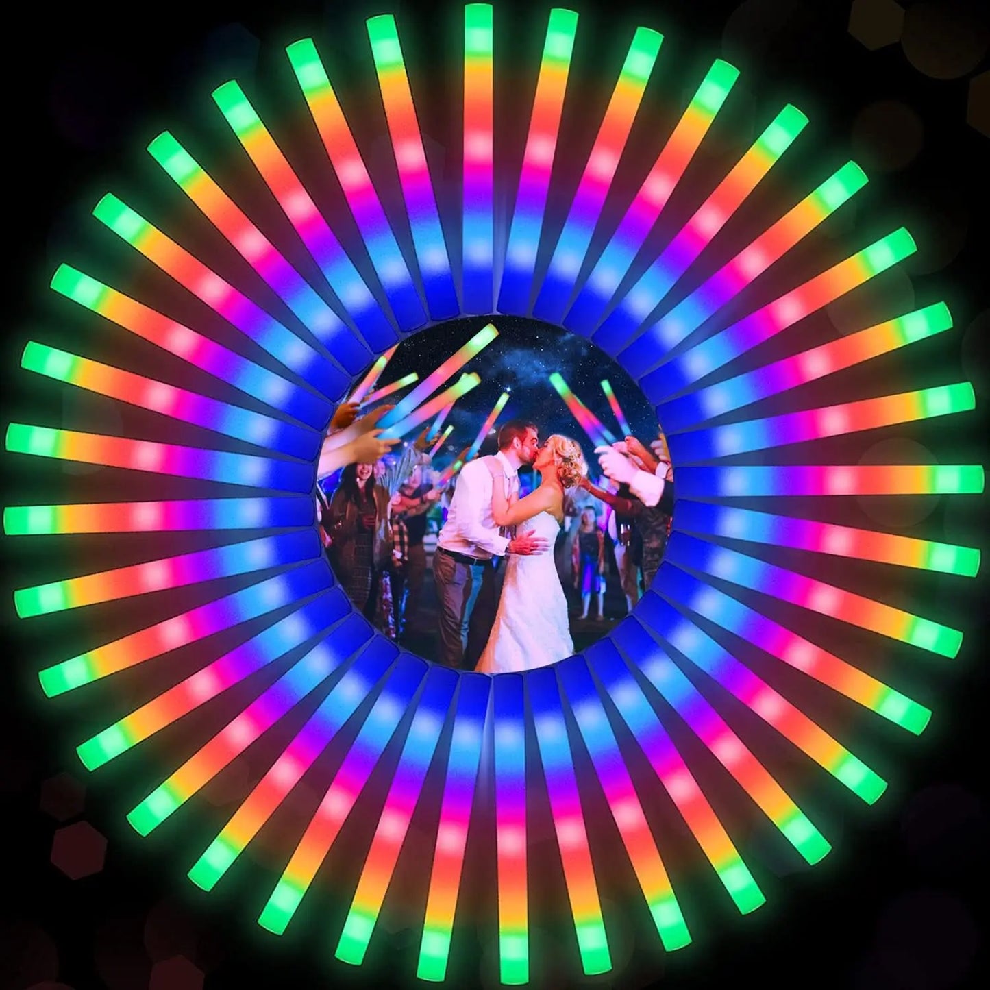 LED Foam Sticks 102Pcs Party Baton Wands With 3 Modes