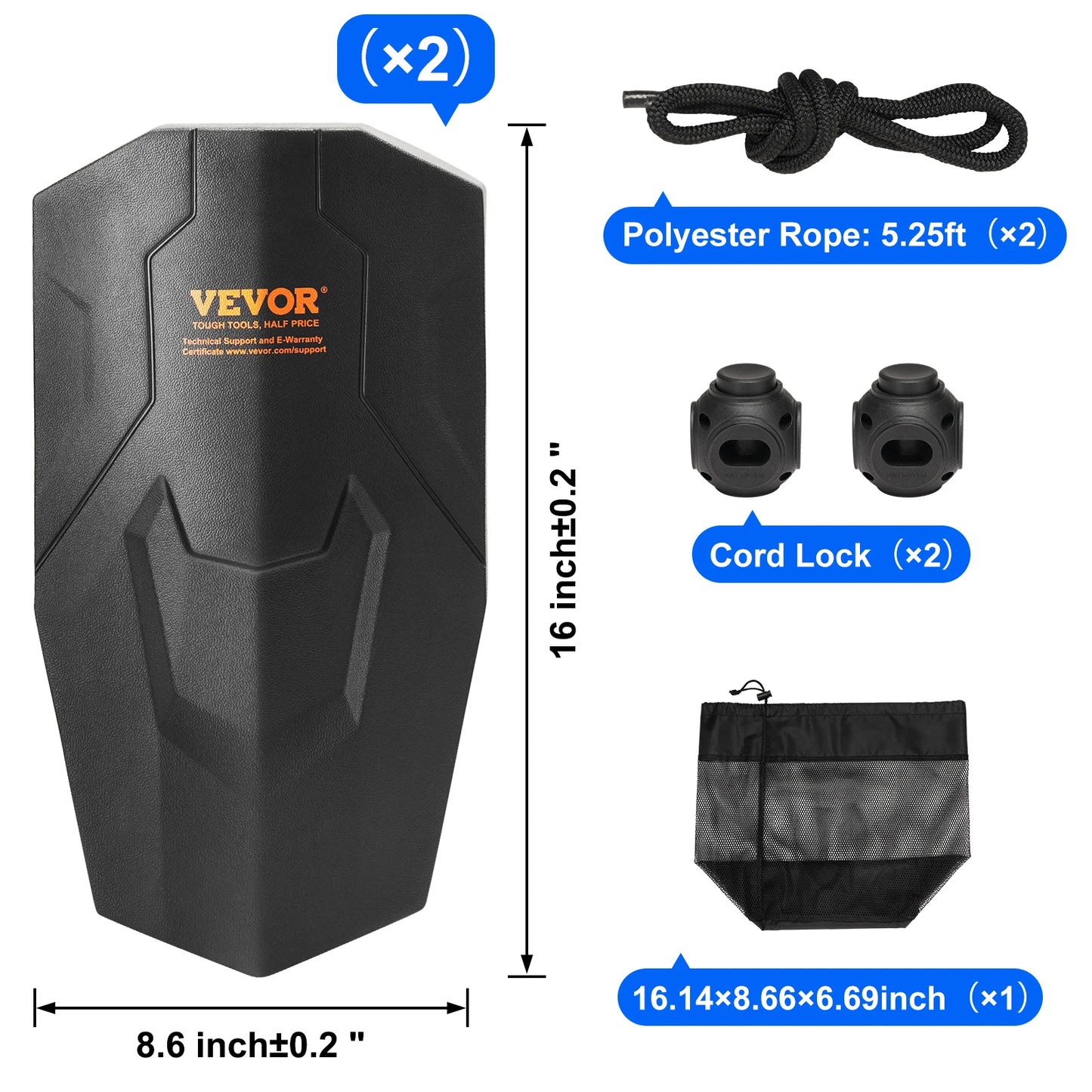 SucceBuy Inflatable Ribbed Marine Boat Dock Fender With Air Pump