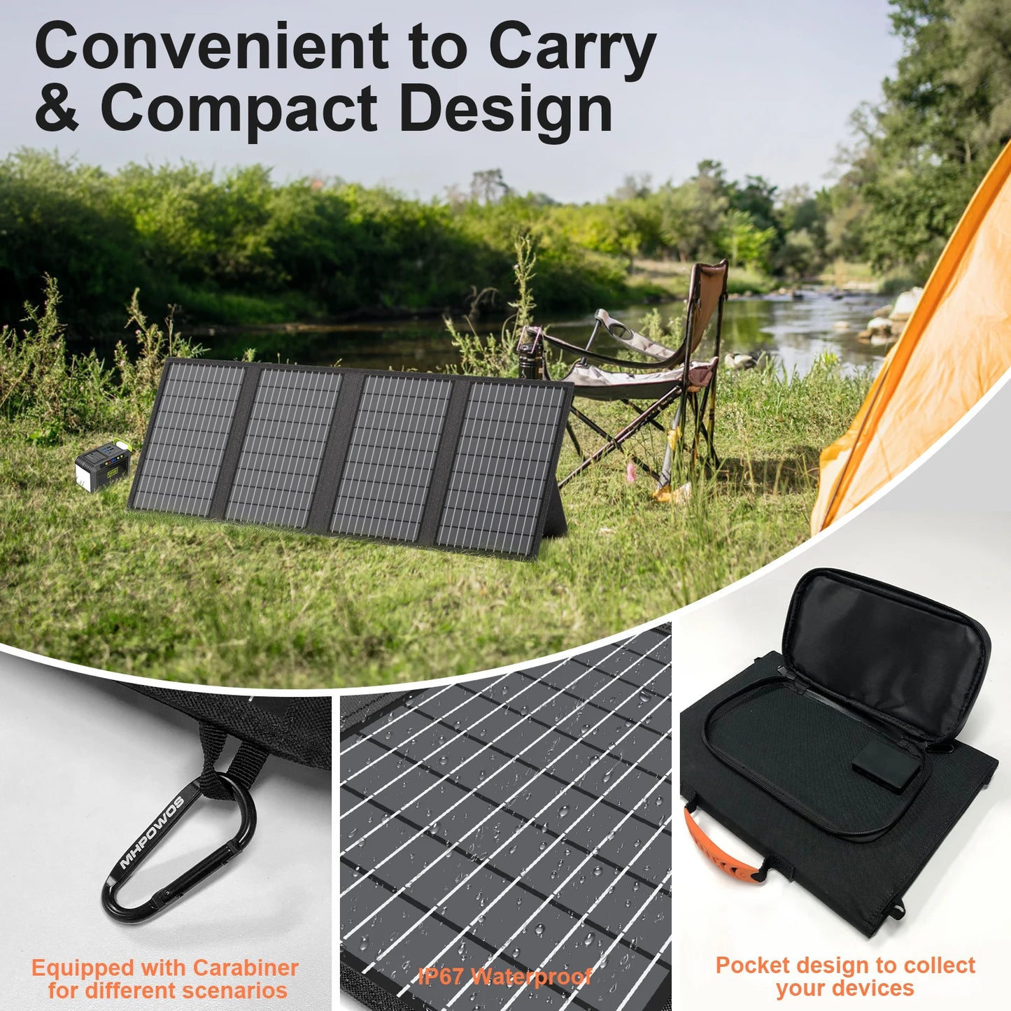 MHPOWOS Solar Battery Charger Foldable Panel USB C DC Output