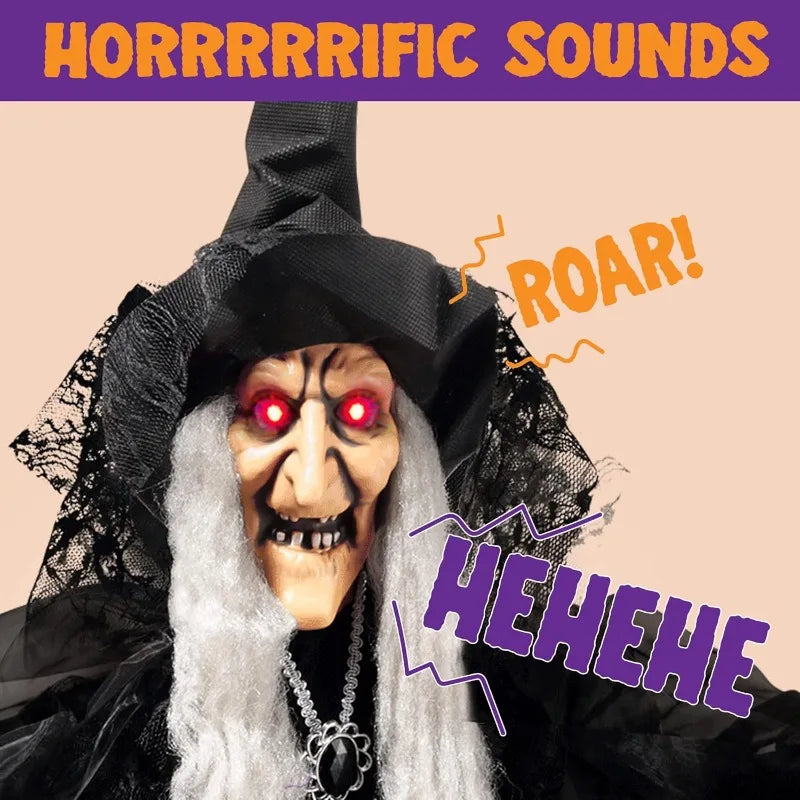Animated Talking Witch Halloween Decoration With Sound Activated LED Eyes