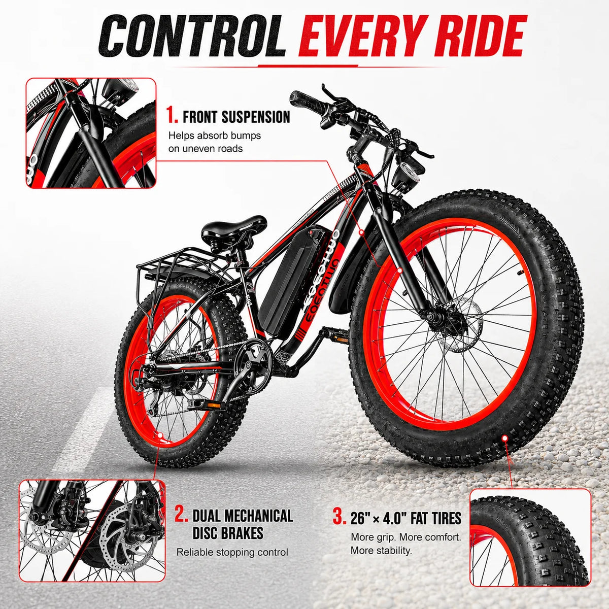 EOEOTWO 1500W All Terrain Electric Mountain Bike Dual Disc Brakes