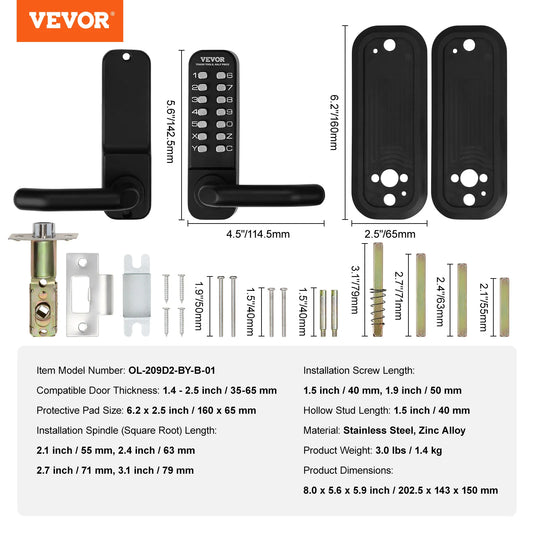 SucceBuy Mechanical Keyless Entry Door Lock With 14 Digit Keypad