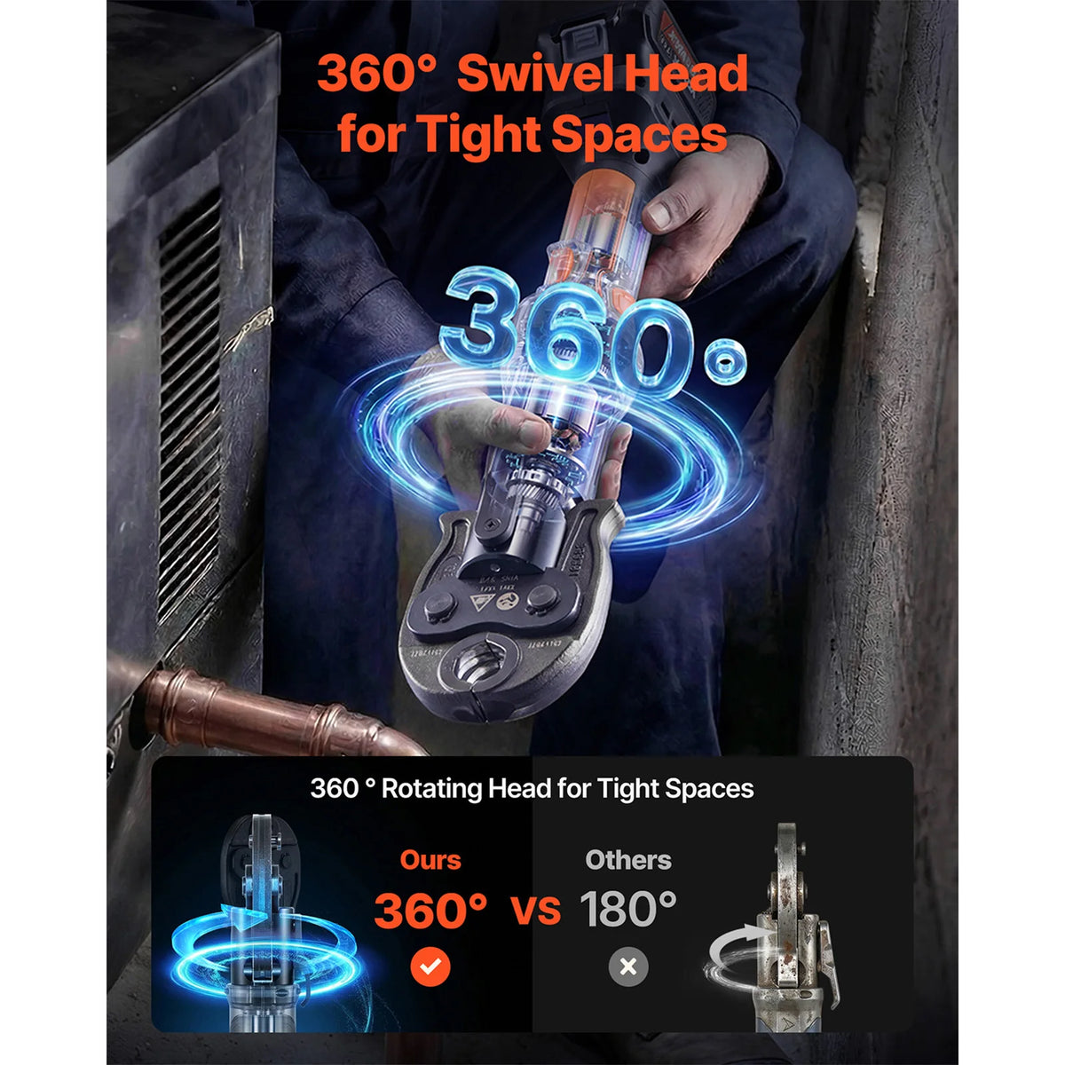 SucceBuy Cordless Electric Pipe Crimping Press Tool With Two Batteries