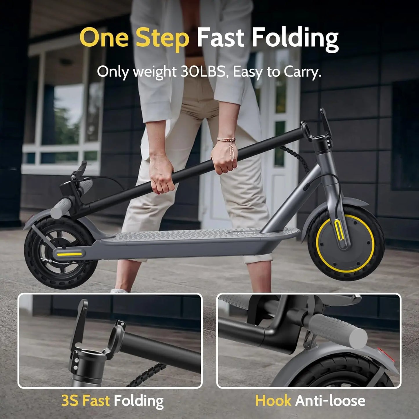 Aovopro T5 350W Foldable Electric Scooter 19Mph App 22Mile Range