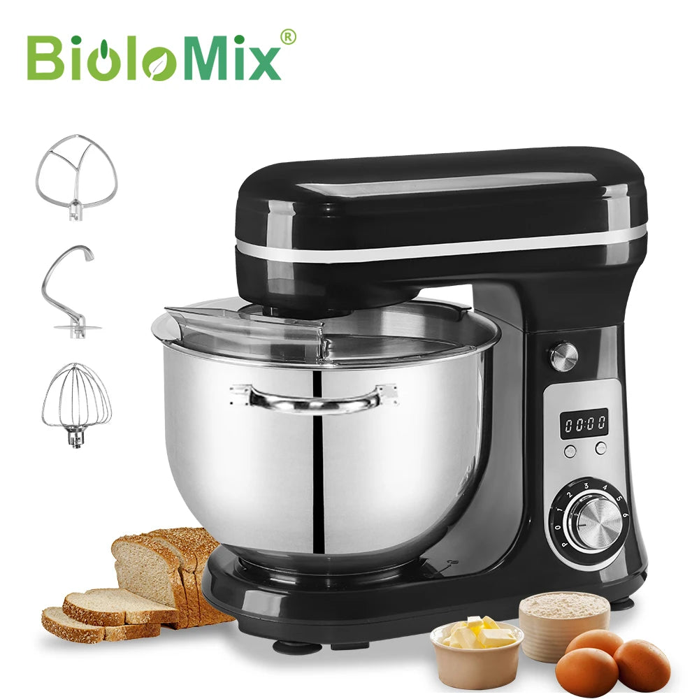 BioloMix Quiet Motor Tilt Head Stand Mixer Six Speed Control