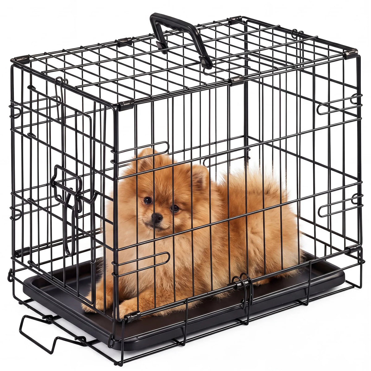 JHK Portable Metal Dog Crate With Secure Lock And Tray