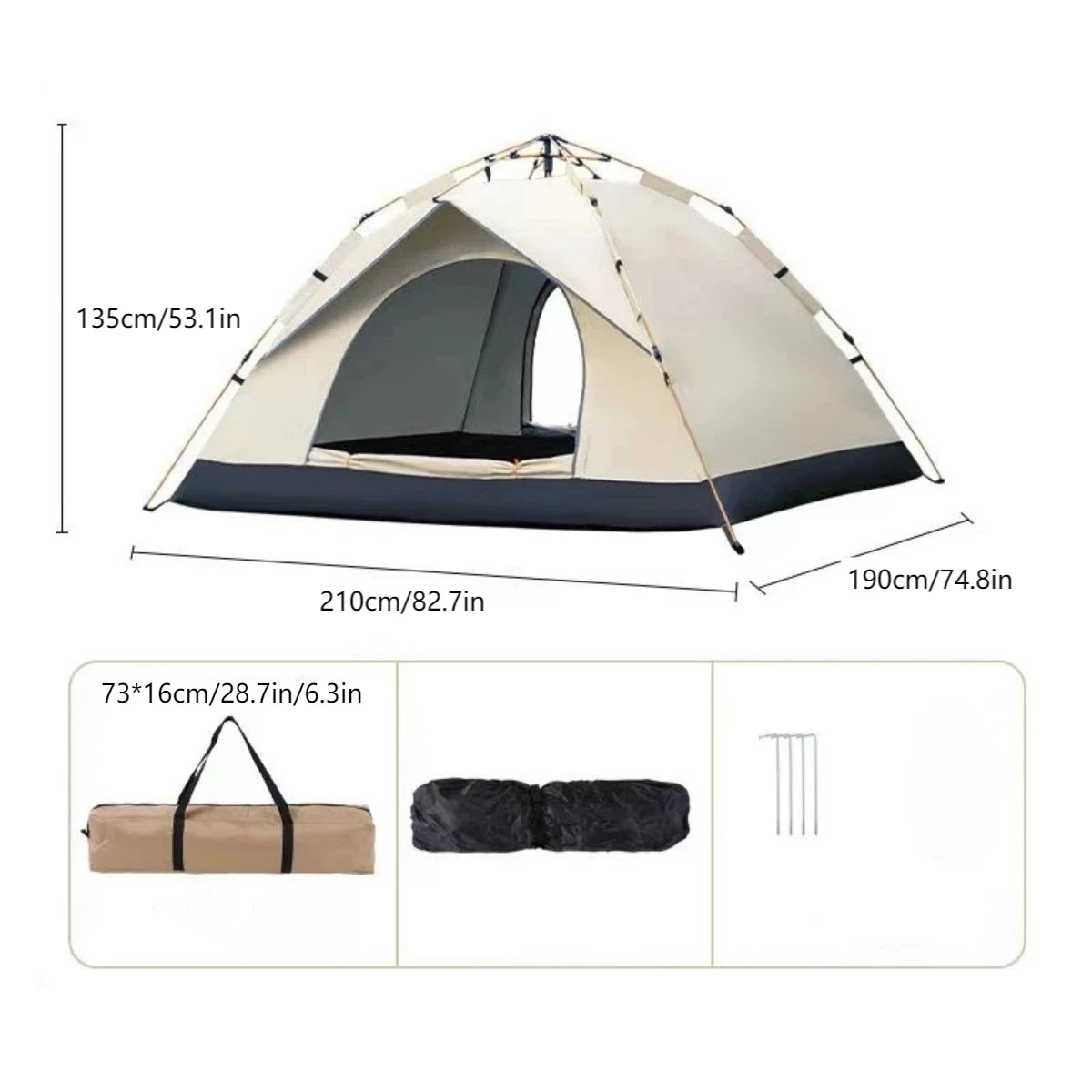 Pakicetus Outdoor Automatic Quick Opening Rainproof Tent Two Doors