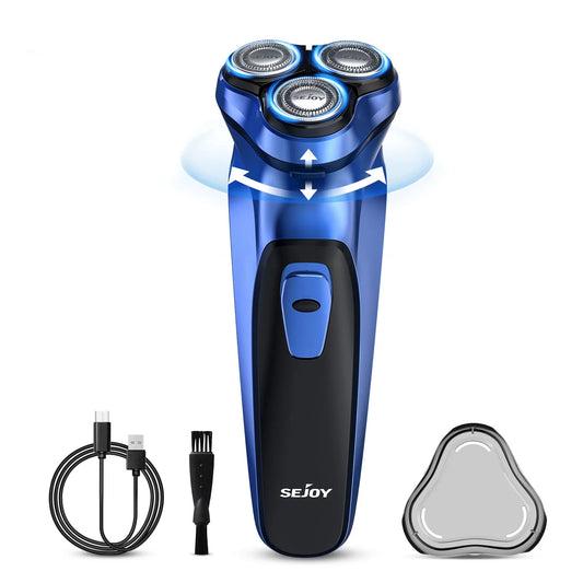 Sejoy Mens Cordless Rotary Electric Shaver Trimmer And Fast Charging