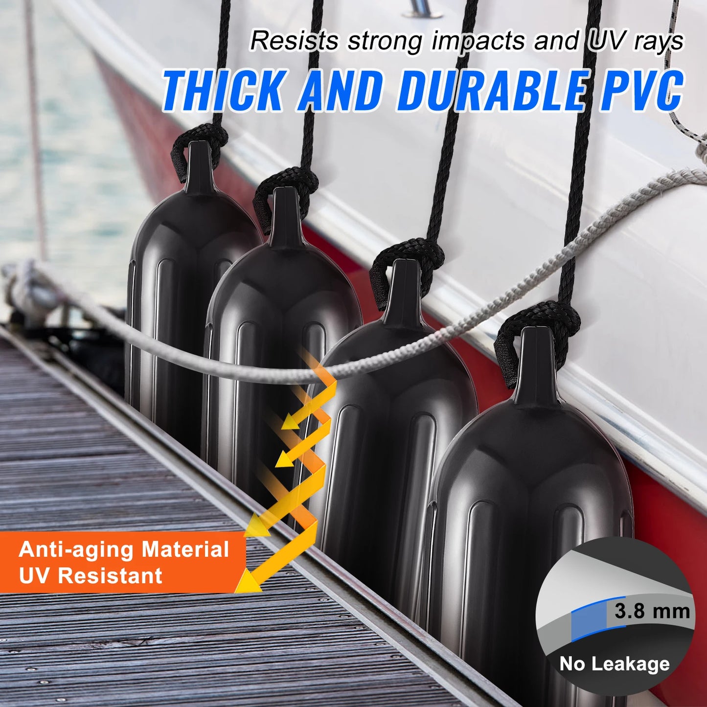 SucceBuy Inflatable Ribbed Marine Boat Dock Fender With Air Pump