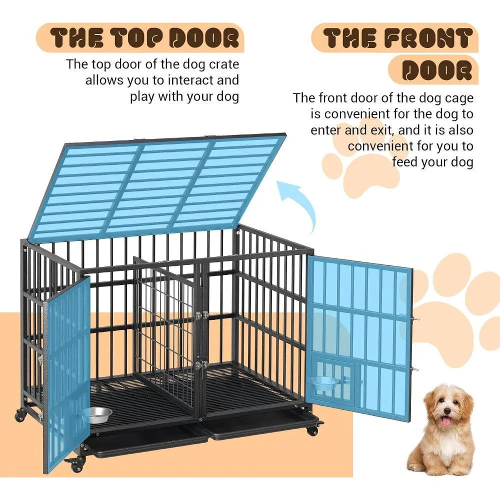 Garvee Heavy Duty Metal Dog Crate Featuring Removable Tray Locks