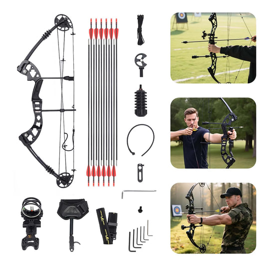Compound Bow Hunting Kit With 12 Arrows And Adjustable Draw