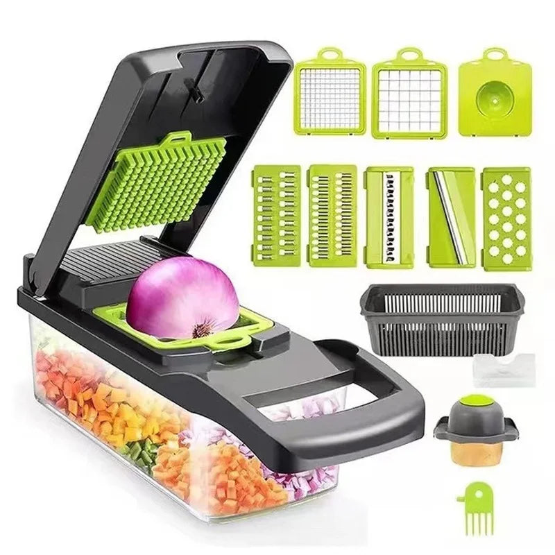 Bamboo And Stainless Steel Vegetable Cutter With Spare Blades