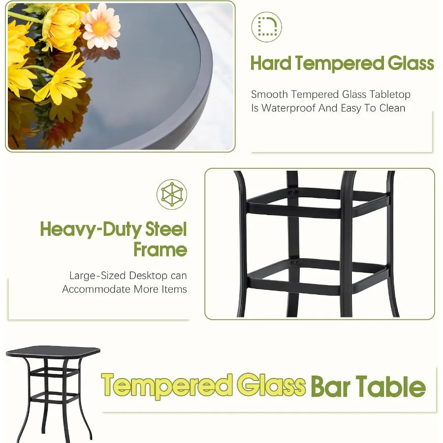 Outdoor Bamboo Patio Swivel Bar Set With Stools And Table