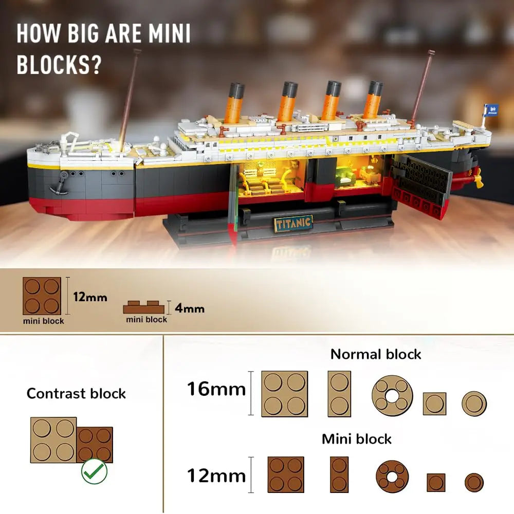 Titanic Building Set With Glacier Display Stand Mini Block Model