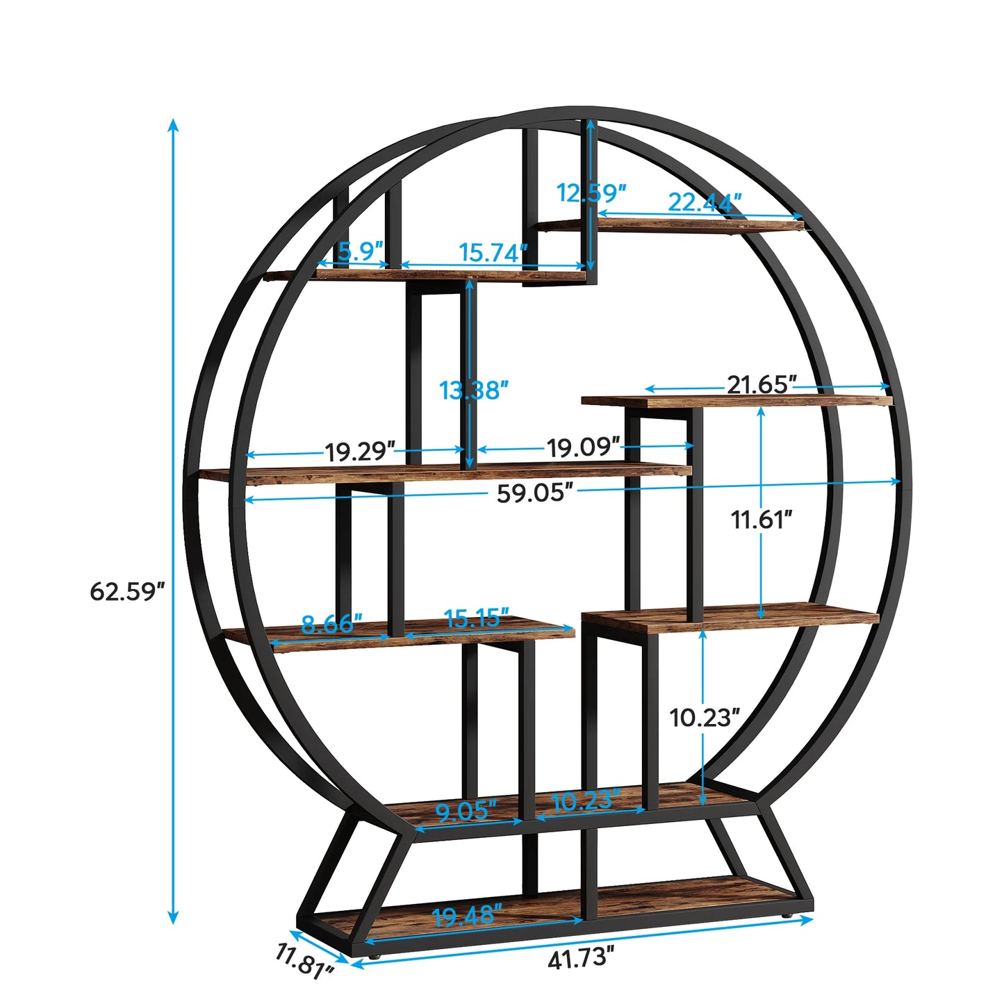 Tribesigns Round Etagere Bookshelf With Staggered Shelves