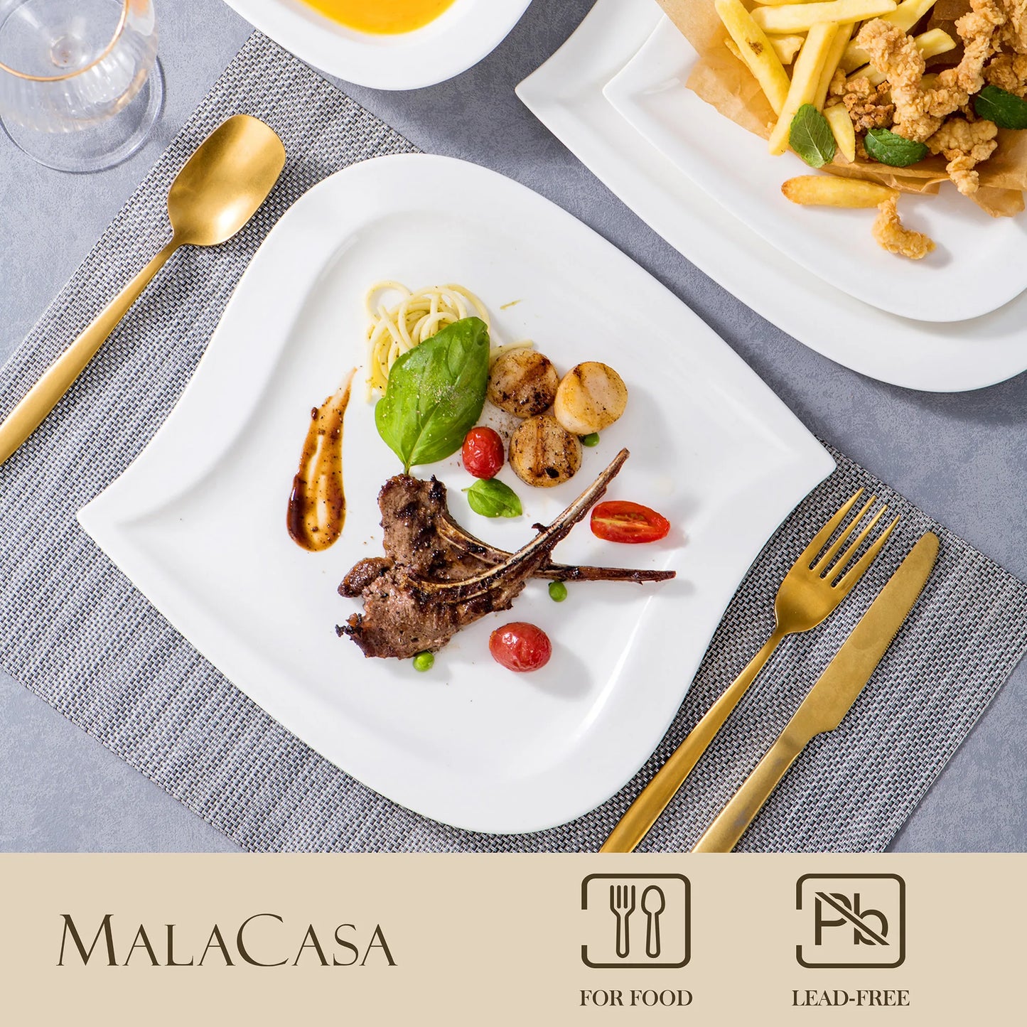 MALACASA Porcelain Dinner Set With Cups And Saucers 30 Or 60 Pieces