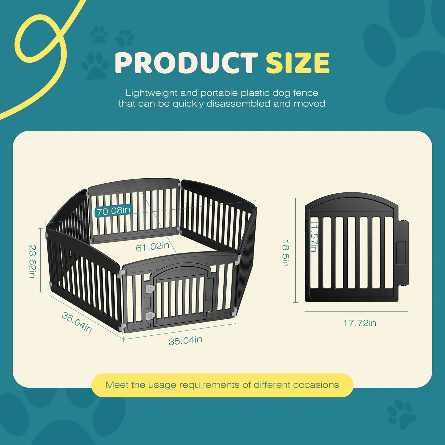 JHK Plastic Dog Playpen Expandable Pet Fence For Medium Dogs