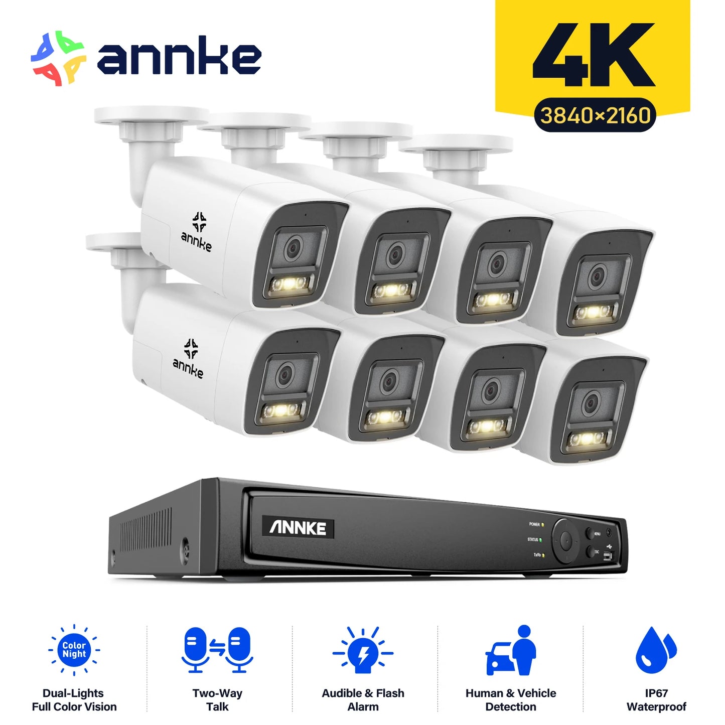 ANNKE 4K PoE Security System 8 Channel NVR Cameras