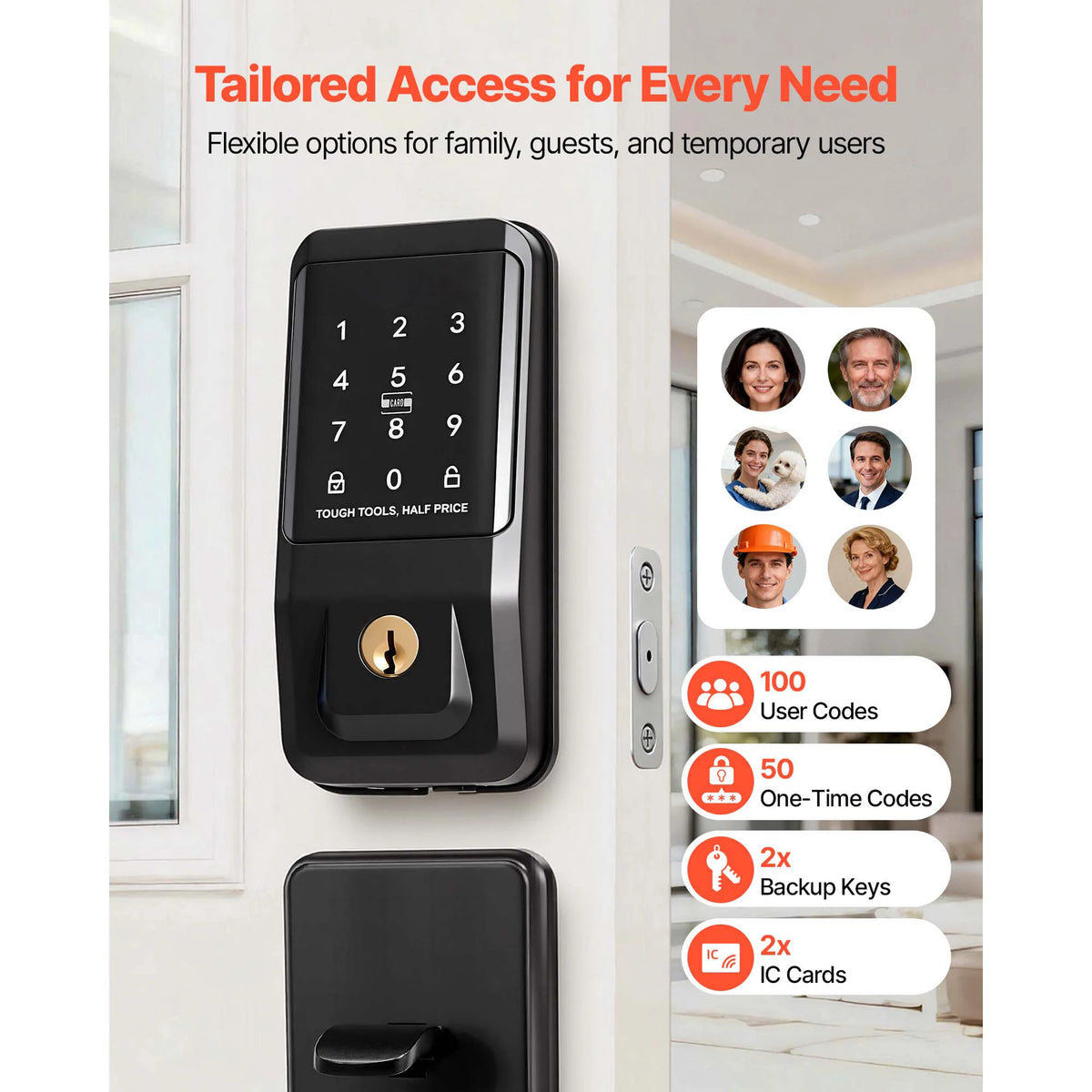 Keyless Entry Touchpad Door Lock Set With Ic Card Access