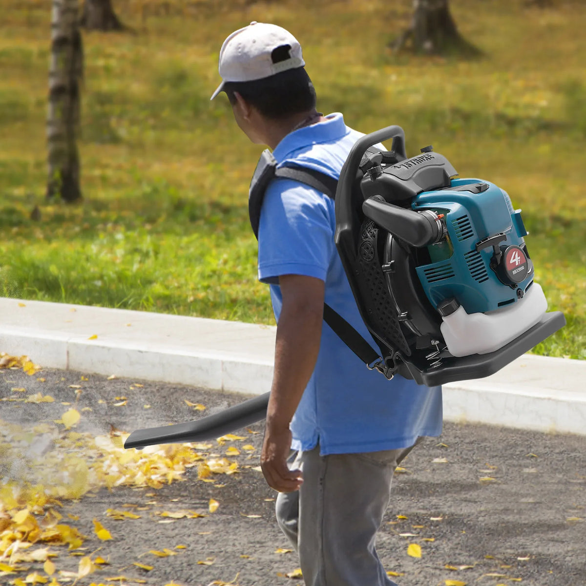 Bymaocar 75.6CC Gasoline Powered Four Stroke Backpack Leaf Blower