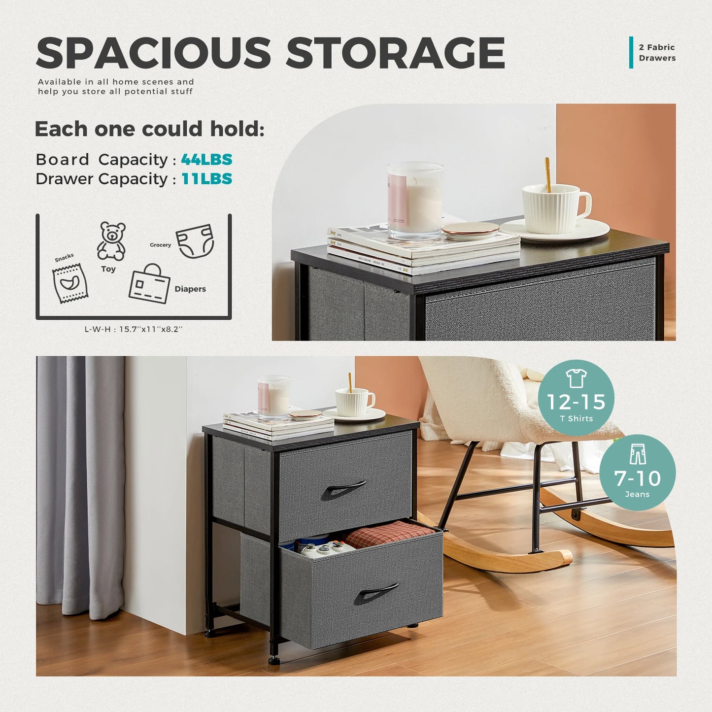 MCQ Living Room Storage Cabinet With Fabric Drawers