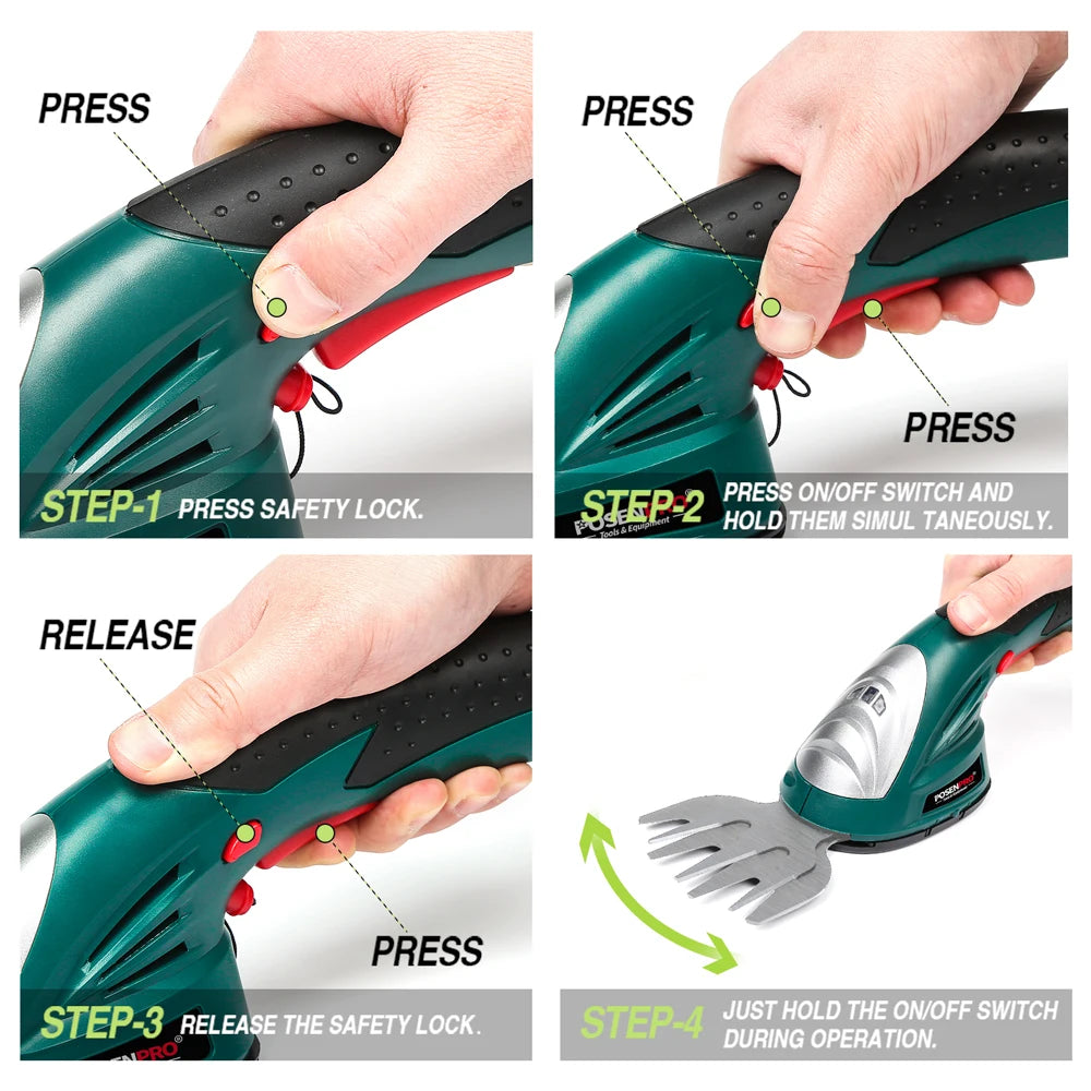 POSENPRO Cordless 2 In 1 Grass Shears And Hedge Trimmer