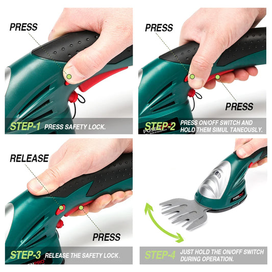POSENPRO Cordless 2 In 1 Grass Shears And Hedge Trimmer
