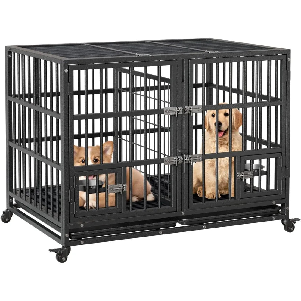 Garvee Heavy Duty Metal Dog Crate Featuring Removable Tray Locks