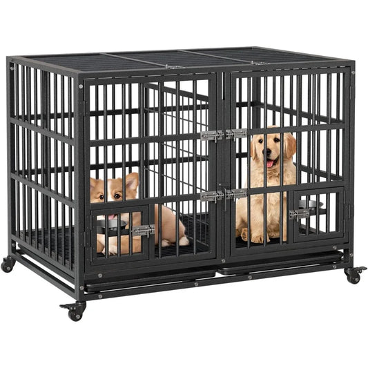 Garvee Heavy Duty Metal Dog Crate Featuring Removable Tray Locks